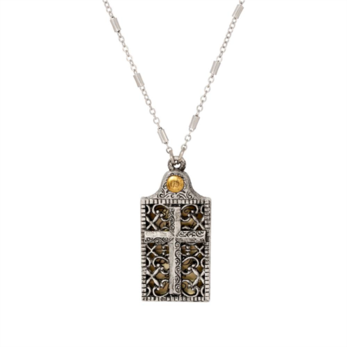 Symbols Of Faith Silver Tone Prayer Cross Locket Pendant Necklace