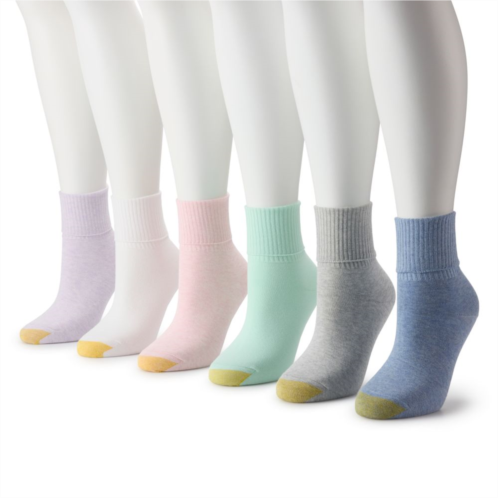 Womens GOLDTOE 6-Pack Turn Cuff Socks