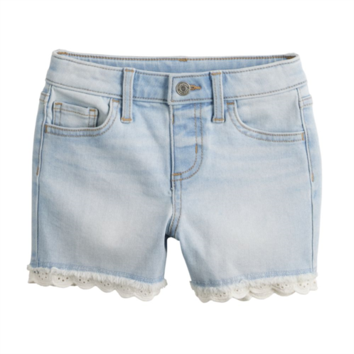 Girls 4-12 Jumping Beans Lace Hemmed Midrise Jean Shorts