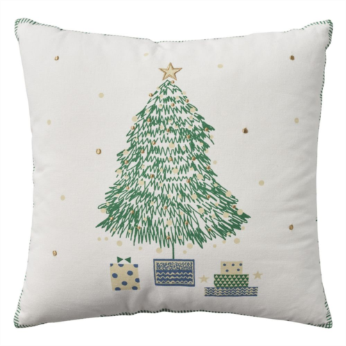 Mina Victory Holiday Printed Christmas Tree Throw Pillow