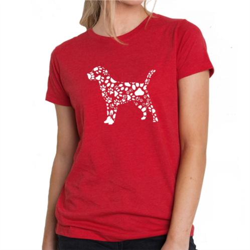 LA Pop Art Dog Paw Prints - Womens Premium Blend Word Art T-shirt