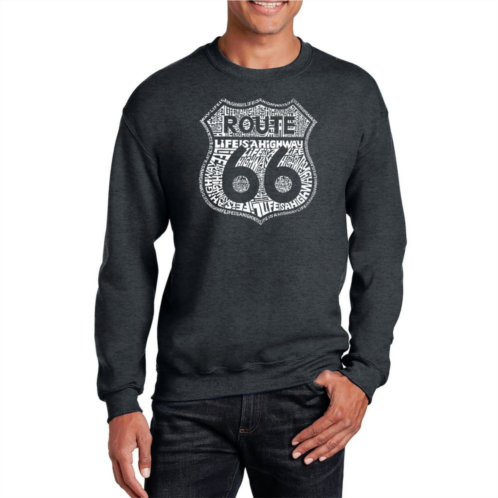 LA Pop Art Route 66 - Life Is A Highway - Mens Word Art Crewneck Sweatshirt