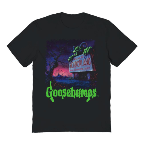 Licensed Character Mens Goosebumps Horrorland Sign Graphic Tee