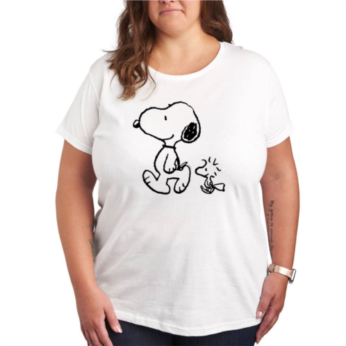 Licensed Character Plus Peanuts Snoopy Woodstock Walk Graphic Tee