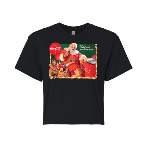 Licensed Character Juniors Coca-Cola Vintage Santa With Ice Cooler Cropped Tee