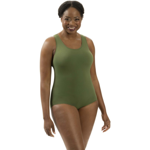 Womens Dolfin Solid Conservative One-Piece Swimsuit