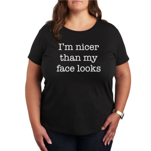 Licensed Character Missy Plus Size Nicer Than My Face Looks Graphic Tee