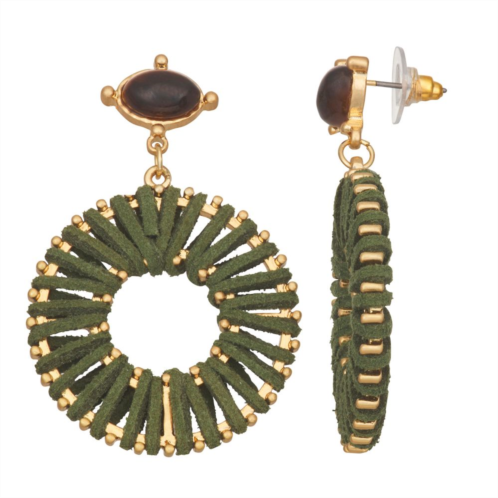 Sonoma Goods For Life Gold Tone Green Wrapped Drop Earrings
