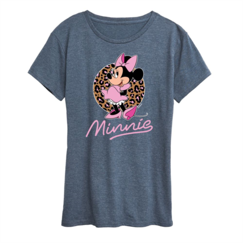 Licensed Character Womens Disney Minnie Mouse Leopard Print Graphic Tee