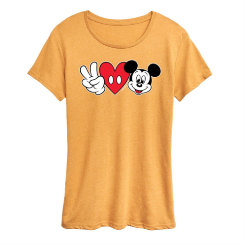 Licensed Character Womens Disney Mickey Mouse Peace Love Graphic Tee