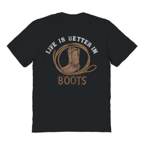 Licensed Character Mens Life Is Better In Boots Cowboy Graphic Tee