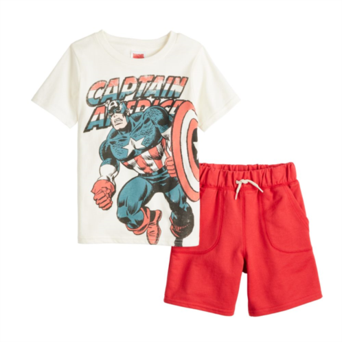 Licensed Character Boys 4-8 Marvel Captain America Tee & Shorts Set