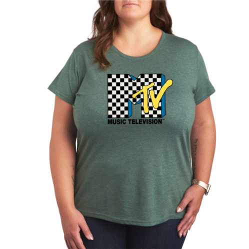 Licensed Character Juniors Plus Size MTV Checkered Logo Tee