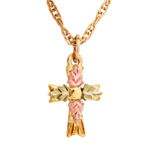Black Hills Gold Tri-Tone Cross Pendant Necklace