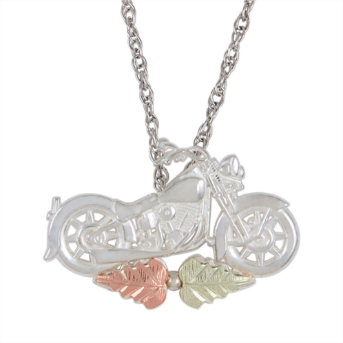 Black Hills Gold Tri-Tone Motorcycle Pendant Necklace in Sterling Silver