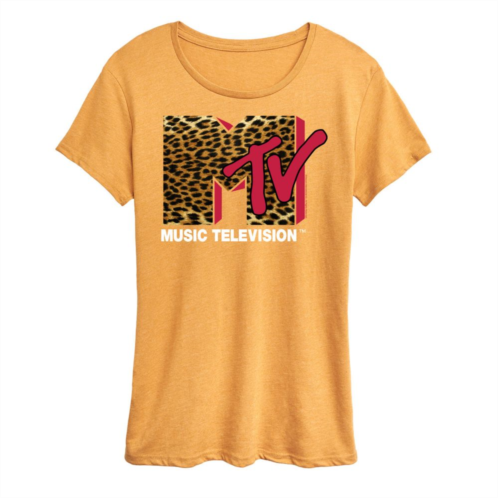 Licensed Character Womens MTV Leopard Logo Graphic Tee