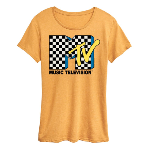 Licensed Character Womens MTV Checkered Logo Graphic Tee