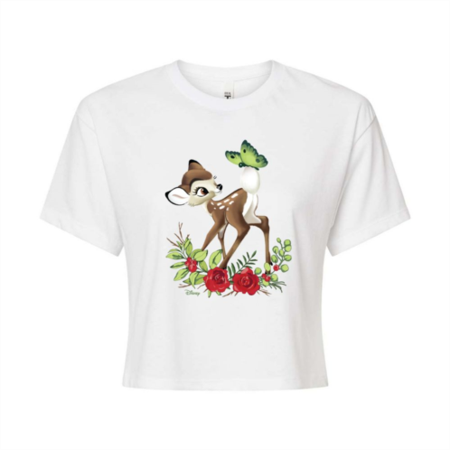 Disneys Bambi Womens Butterfly Cropped Tee