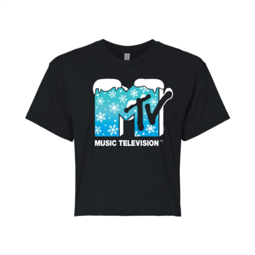 Licensed Character Juniors MTV Snowflakes Cropped Tee