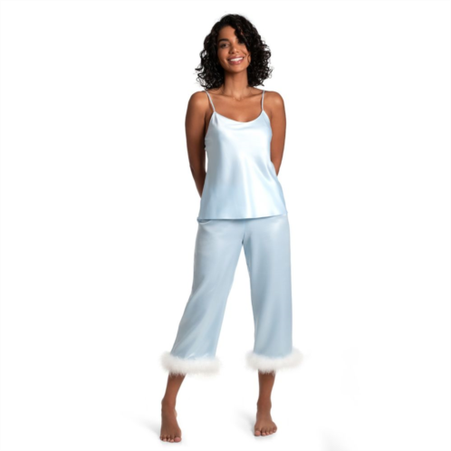 Womens Lilac+London 2-pc. Satin Pajama Cami & Cropped Pajama Pants Sleep Set