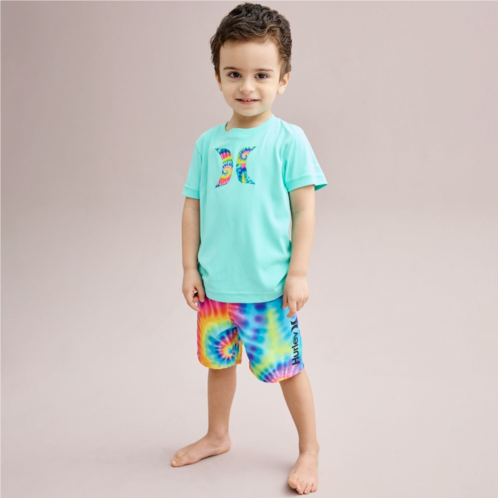 Baby & Toddler Boys Hurley Tie-Dye H2O-Dri UPF 50+ Swimsuit Rash Guard & Trunks Set