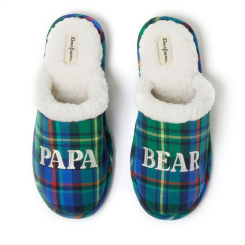 Dearfoams Papa Bear Mens Plaid Scuff Slippers
