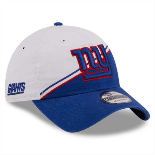 Mens New Era White/Royal New York Giants 2023 Sideline 9TWENTY Adjustable Hat