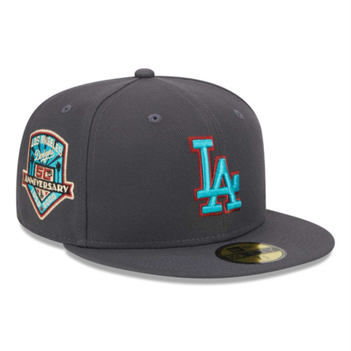 Mens New Era Graphite Los Angeles Dodgers Print Undervisor 59FIFTY Fitted Hat