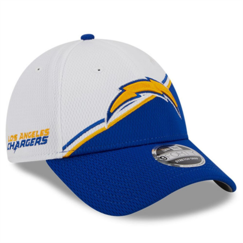 Mens New Era White/Blue Los Angeles Chargers 2023 Sideline 9FORTY Adjustable Hat