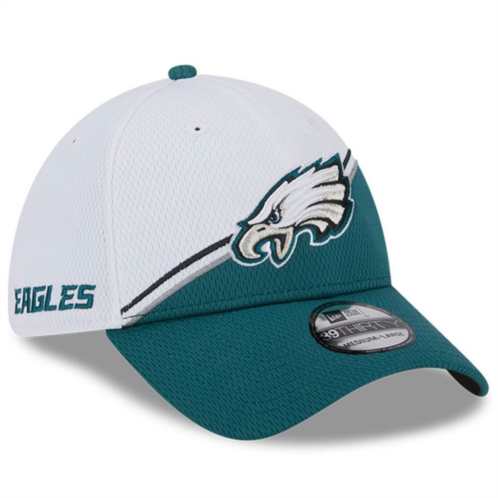 Mens New Era White/Midnight Green Philadelphia Eagles 2023 Sideline 39THIRTY Flex Hat
