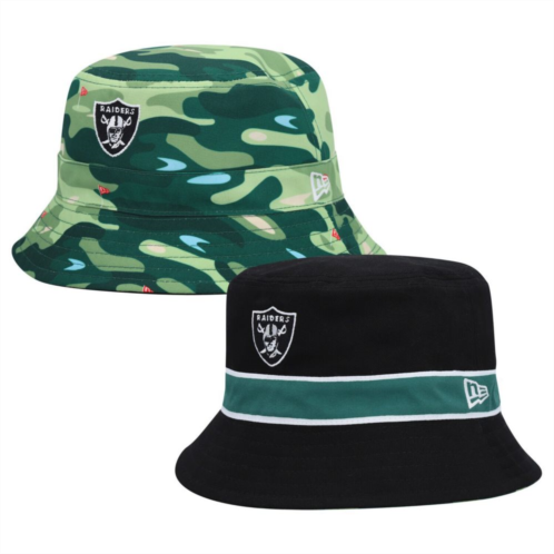 Mens New Era Black Las Vegas Raiders Reversible Bucket Hat