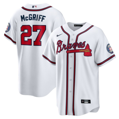 Mens Nike Fred McGriff White Atlanta Braves 2023 Hall of Fame Patch Inline Replica Jersey