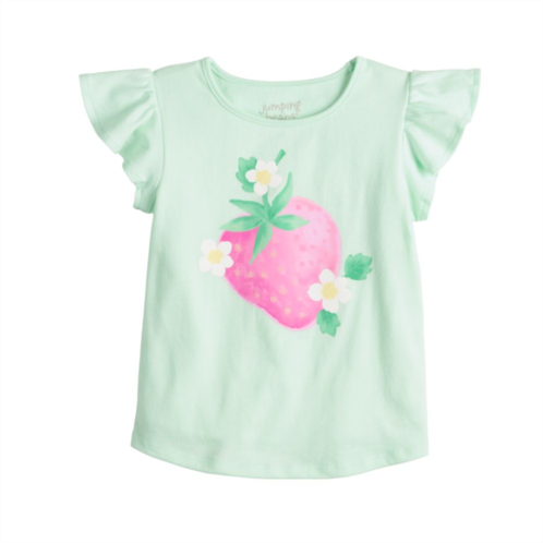 Toddler & Girls 4-12 Jumping Beans Adaptive Double Layer Flutter Sleeve Strawberry Graphic Tee