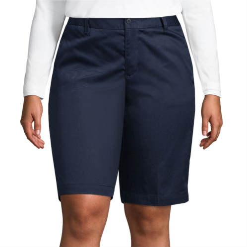 Plus Size Lands End School Uniform Plain Front Blend Chino Shorts