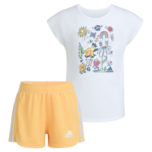 Girls 4-6x adidas Doodle Graphic Tee & Mesh Shorts Set