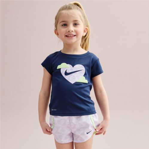 Baby & Toddler Girls Nike Dri-FIT Sweet Heart Swoosh Graphic Tee and Shorts Sprinter Set