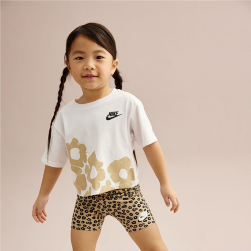 Toddler Girls Nike Floral Graphic Tee and Bike Shorts Set