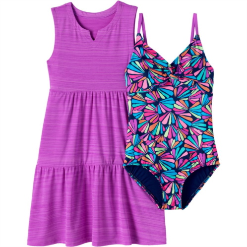 Girls 2-16 Lands End One-Piece Swimsuit & Dress Cover-Up Set
