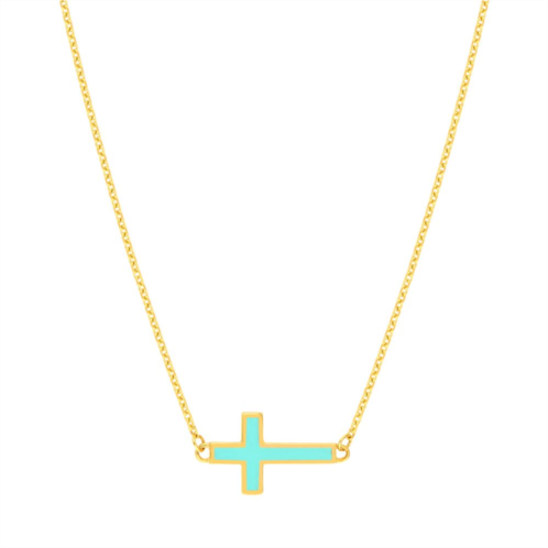 Color Romance 14k Gold Enamel Sideways Cross Necklace