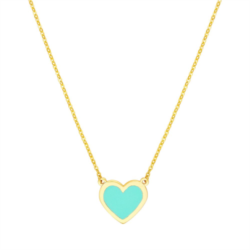 Color Romance 14k Gold Turquoise Enamel Heart Adjustable Necklace