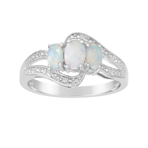 Gemminded Sterling Silver Lab-Created Opal & Lab-Created White Sapphire Ring