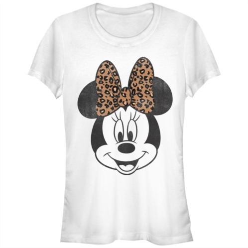 Licensed Character Juniors Minnie Mouse Leopard Print Bow Graphic Tee