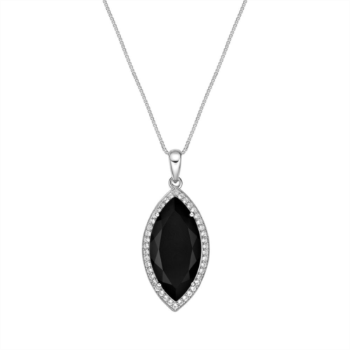 Gemminded Sterling Silver Lab Created Black Sapphire Pendant Necklace