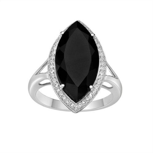 Gemminded Sterling Silver Onyx & Lab-Created White Sapphire Ring