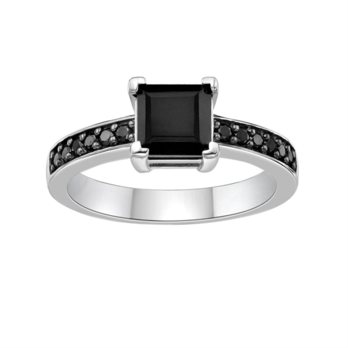 Gemminded Sterling Silver Onyx & Spinel Ring