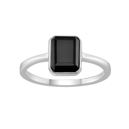 Gemminded Sterling Silver Octagon Black Onyx Ring