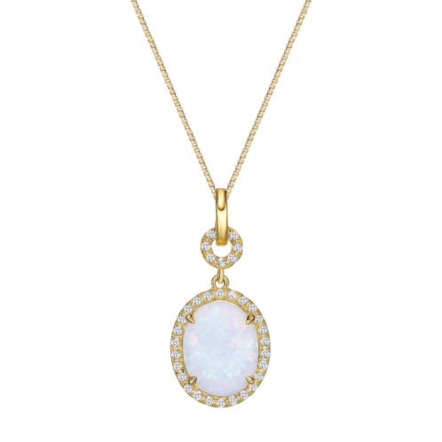 Gemminded 18k Gold Over Sterling Silver Lab-Created Opal & Lab-Created White Sapphire Pendant Necklace