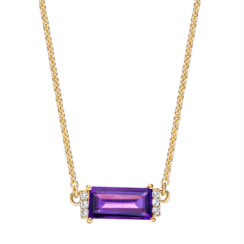 Gemminded 18k Gold Plated Sterling Silver Amethyst and Lab Created White Sapphire Pendant Necklace