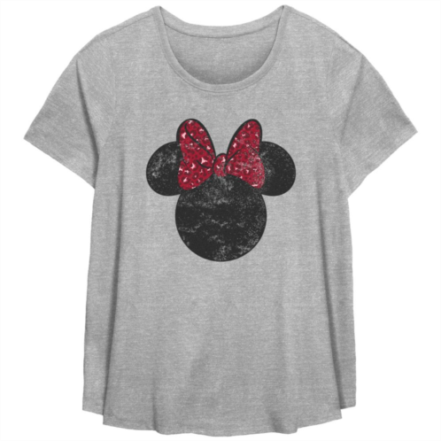 Disneys Minnie Mouse Missy Plus Size Leopard Print Bow Scoop Hem Tee