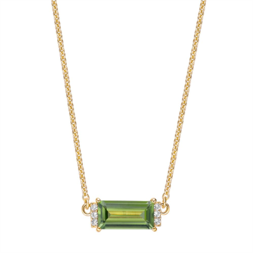 Gemminded 18K Gold Plated Peridot and Lab Created White Sapphire Pendant Necklace